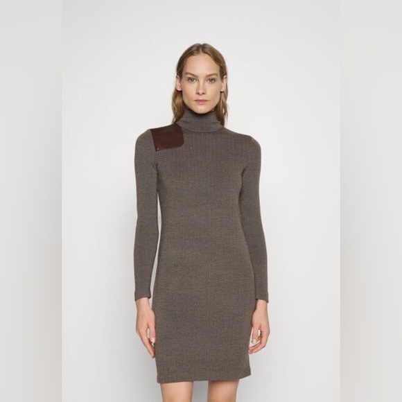 Lauren Ralph Lauren Dresses & Skirts - Ralph Lauren Faux-Leather-Trim Wool Dress
